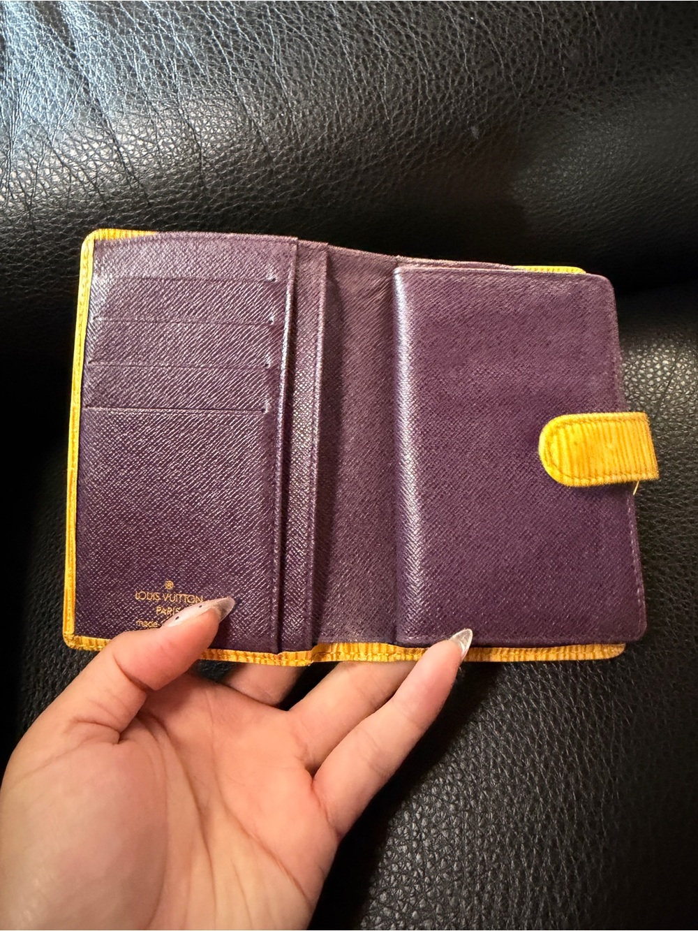 Louis Vuitton Purple with Yellow Trim Leather Wallet